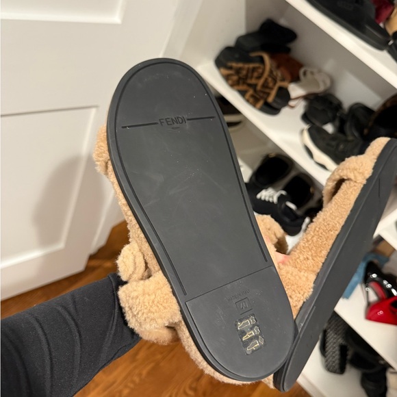 Fendi Tan Fuzzy Sandals - Picture 7 of 9